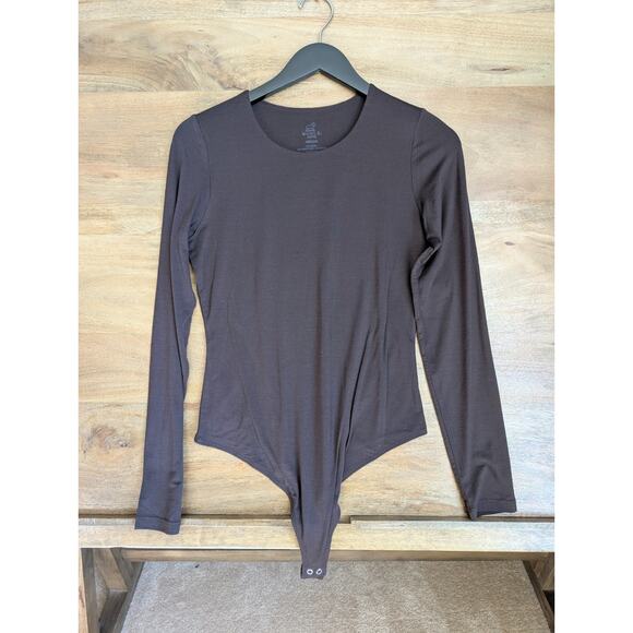 Woolx Tops - Woolx Sophia Bodysuit Women M Brown Merino Wool Stretch One Piece Round Neck NWT